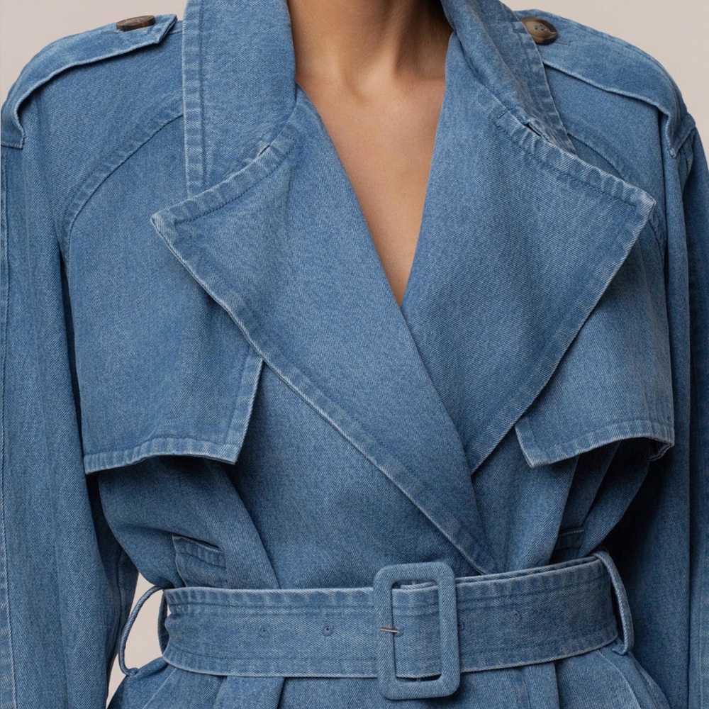JLUXLABEL MEDIUM WASH DOUBLE BREASTED DENIM JACKET - Picture 4 of 8